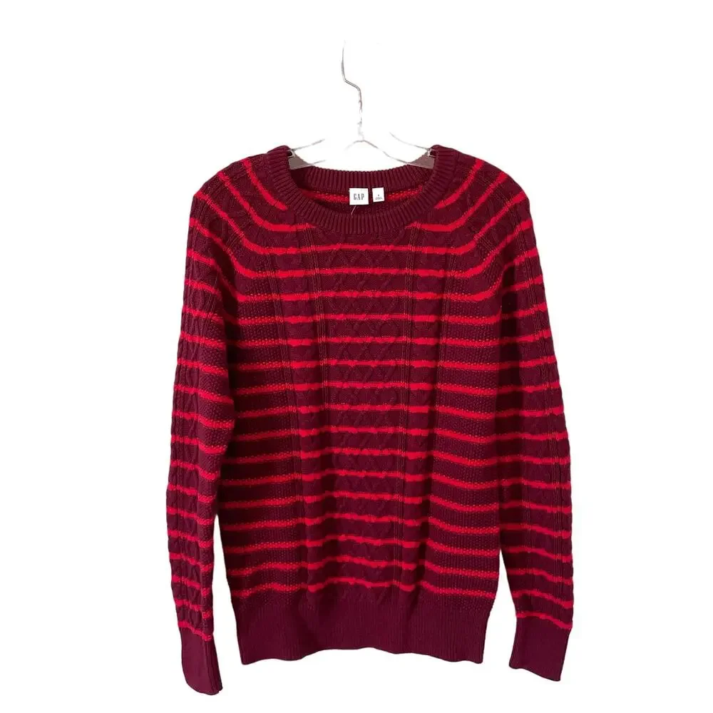 Gap Striped Pullover Cotton Heavy Sweater Red Size Small NEW with tags